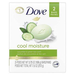Dove Beauty Bar Soap 3.75 oz Cool Moisture Cucumber & Green Tea Scent 2 bars